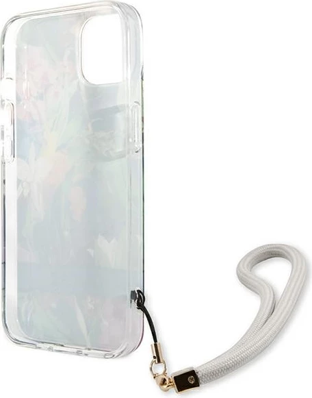 Mbështjellës Guess GUHCP13SHFLSB për iPhone 13 mini 5.4", Flower Strap, Blu