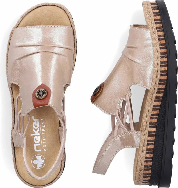 Sandale wedge për femra Rieker V7972-60, të arta