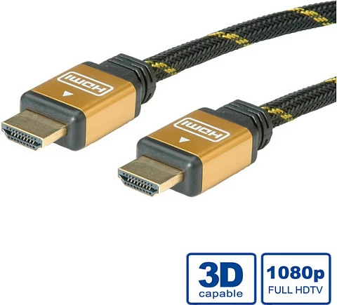 Kabllo HDMI ROLINE GOLD High Speed me Ethernet, 7.5 m, HDMI Type A M/M, e zezë/ari