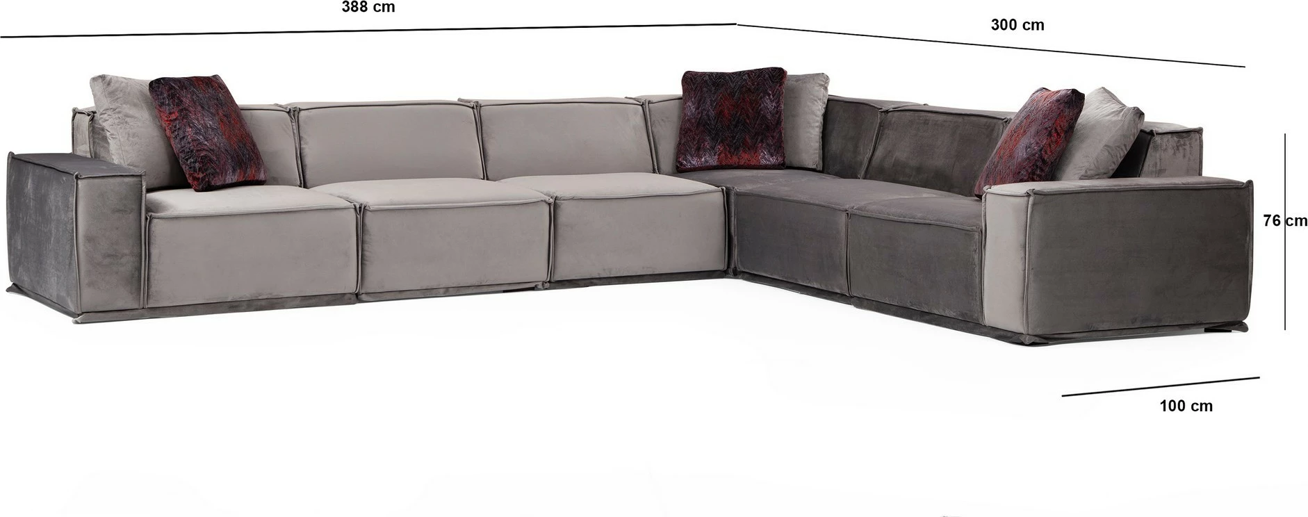 Këndare Atelier del Sofa, Lego Corner 2 (L1-O1-O1-C-O1-1R), ngjyrë gri