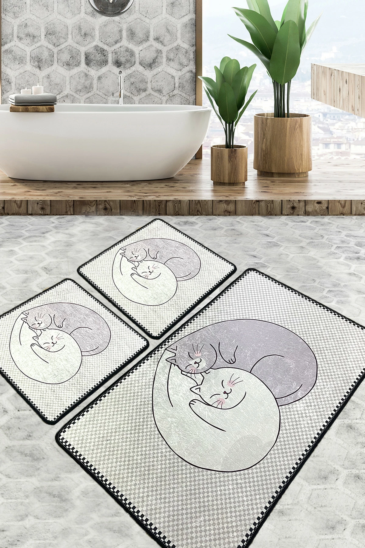 Set tapetash për banjo (3 copë), Mijölnir, Katt, shumëngjyrësh