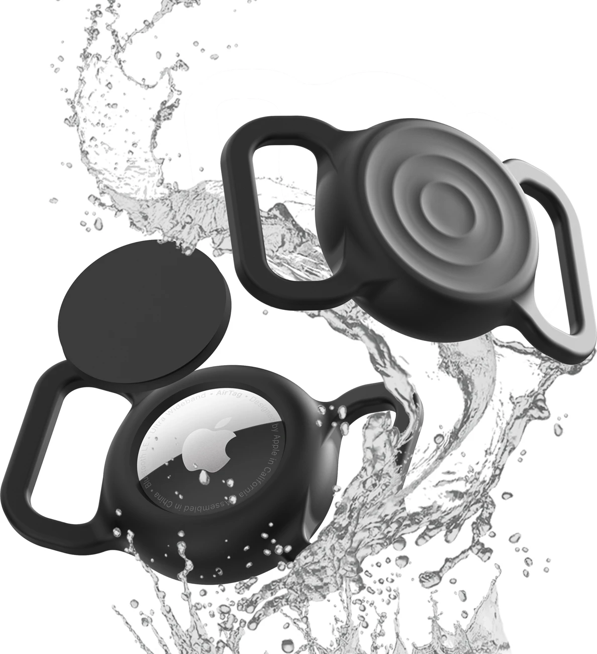 Mbështjellës AirTag për jakë qeni/maçi, Hurtel EA-75-01, silikon waterproof, përshtatshmëri Apple AirTag, 10.5 g, i zi