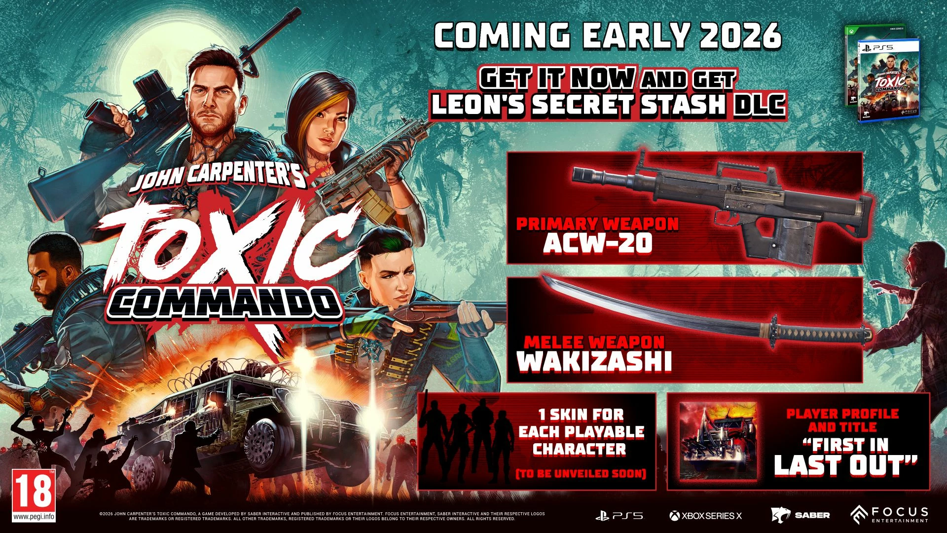 Lojë PS5 Focus Entertainment John Carpenter’s Toxic Commando, edicion fizik, PEGI 18, me DLC "Leon’s Secret Stash"