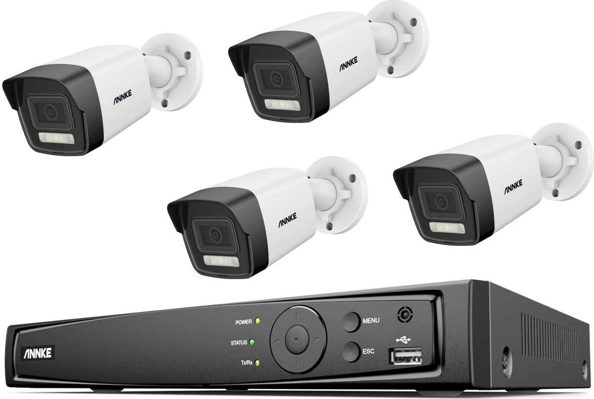 Set kamerash sigurie ANNKE N48PAW+I91DD*4+2T, 4 kamera me recorder, e bardhë