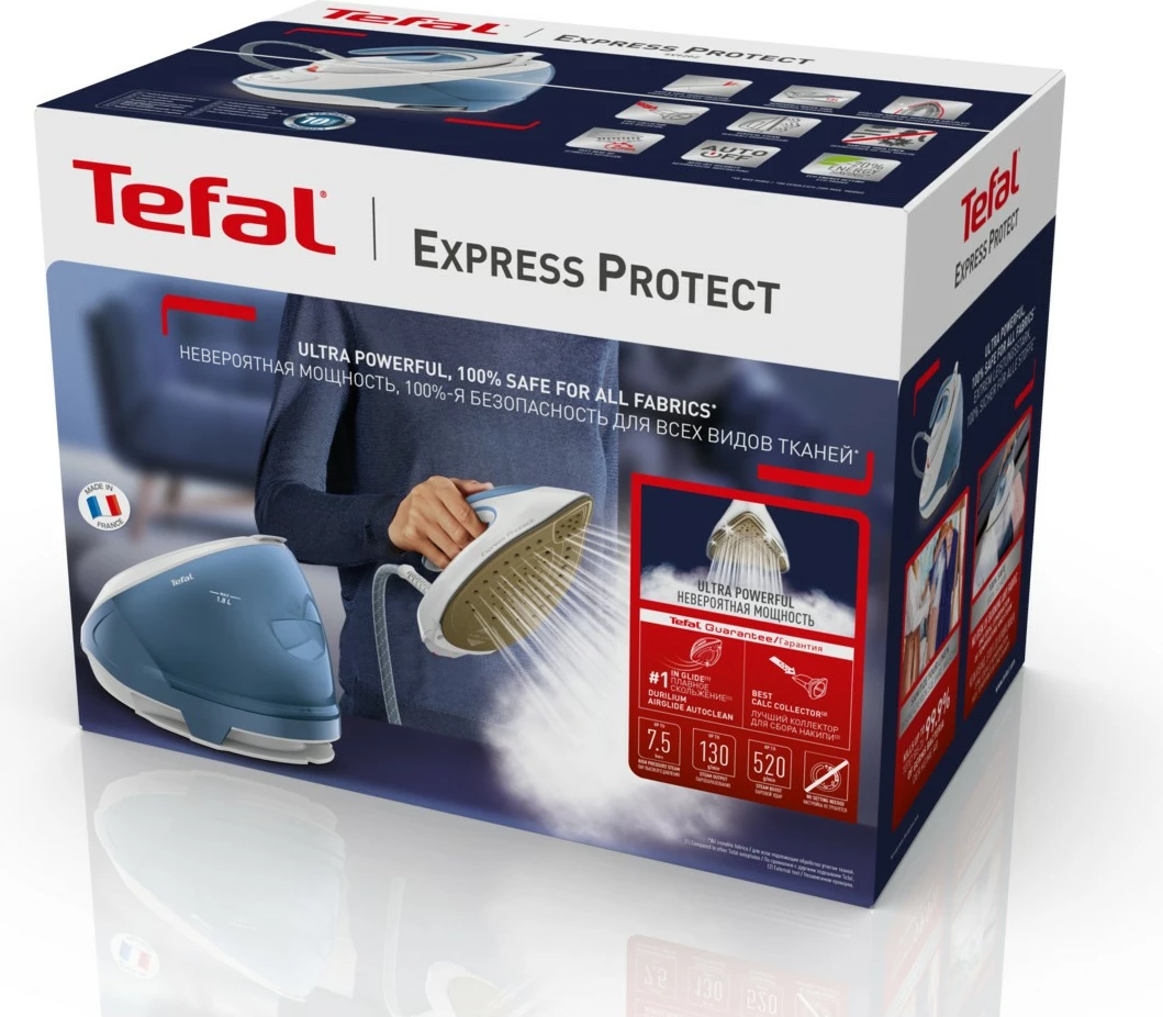 Hekur Tefal Express Protect SV9202, 2800 W, 1.8 L, Bardhë, Kaltër