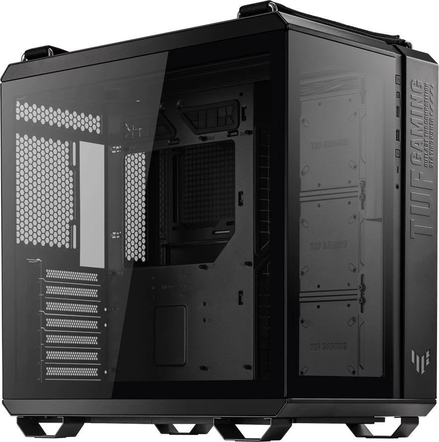 Kasë ASUS TUF Gaming GT502 PLUS, ATX Midi Tower, Dual Chamber, xham i kalitur, 4 ARGB fana + fan hub, USB-C, e zezë