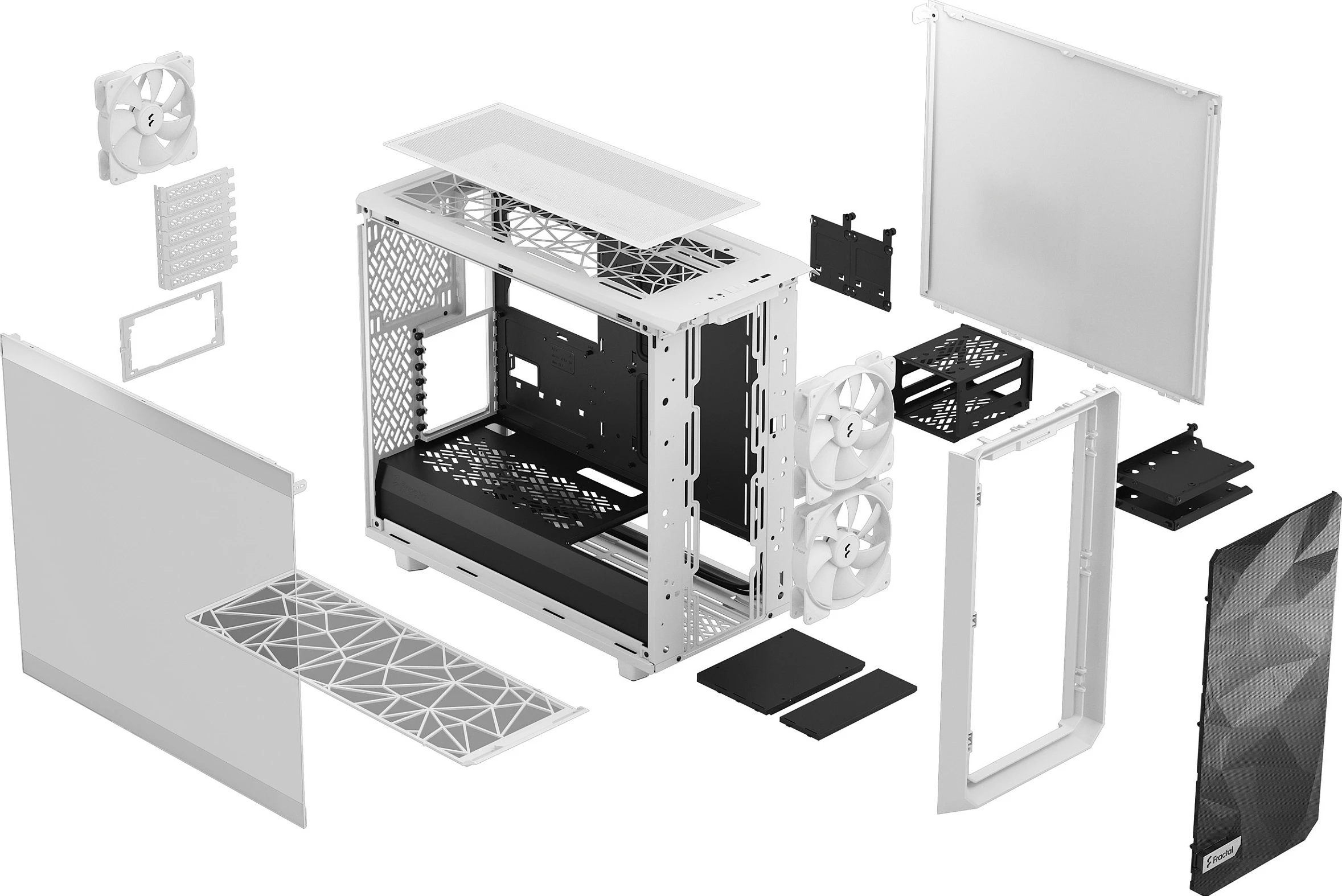 Kasë Fractal Design Meshify 2 Lite, Midi Tower ATX/EATX, Tempered Glass, e bardhë