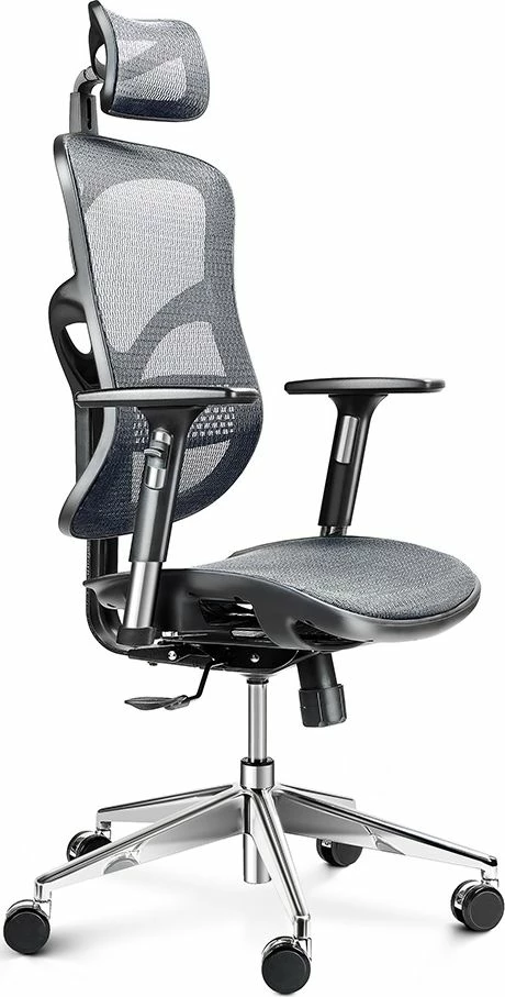 Karrige zyre Diablo Chairs V-Basic, me rrota dhe mbështetëse krahu, e zezë/gri