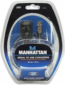 Adapter konvertues USB-A në RS-232/COM DB9 Manhattan 205146, 0.45 m, transparent/zi