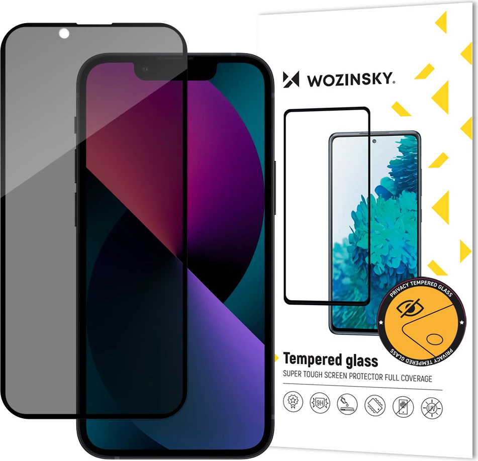Mbështjellës xhami i temperuar Wozinsky Anti Spy për iPhone 13, 13 Pro, 14, 16e, Zi