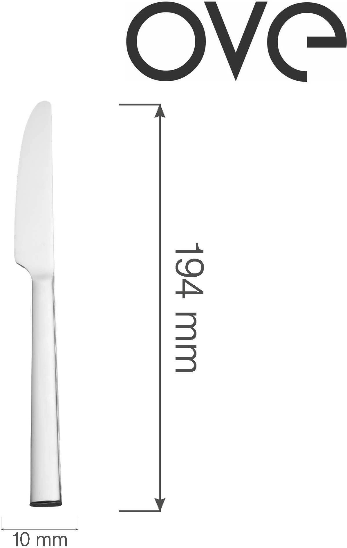 Thikë ëmbëlsire OVE Garda 194 mm, set 12 copë, argjendtë