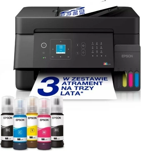 Printer multifunksional Epson L5390, EcoTank Inkjet, A4, Wi‑Fi/Ethernet, ADF, Fax, e zezë