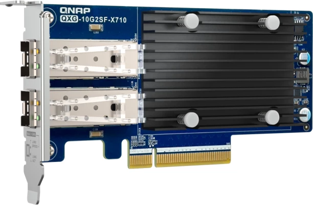 Kartë rrjeti QNAP QXG-10G2SF-X710 10GbE, 2 porta SFP+ (10G/1G), PCIe Gen3 x8, fanless, paketë 3 kllapa