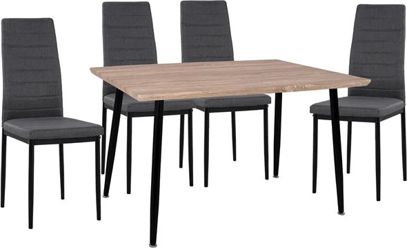 Set 5 pjesë Tavolinë Sonama & karrige metalike Lady Gri Pëlhurë e zezë FH11027.10 120x70x76.5 cm