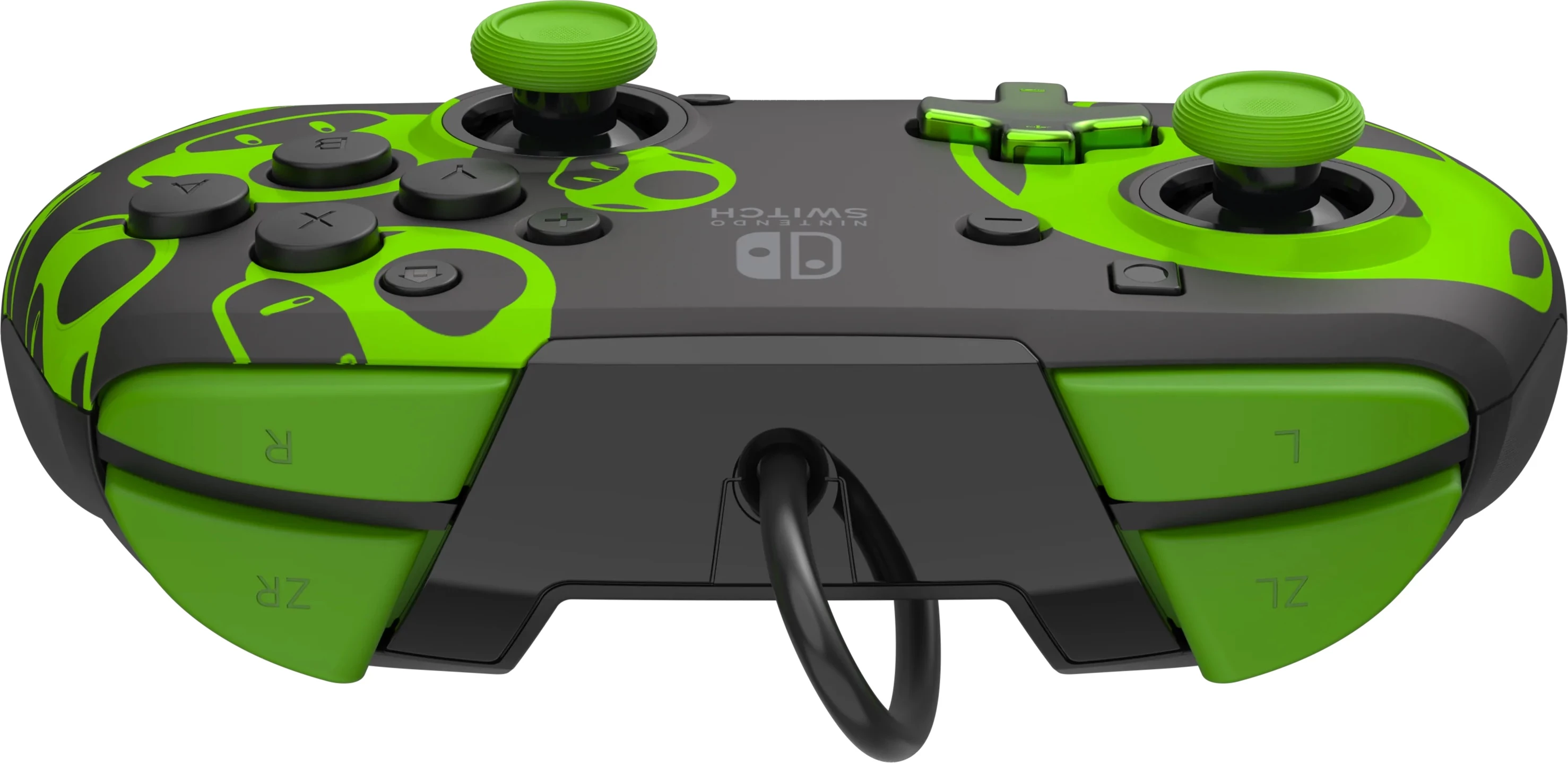 Kontroller i kablluar PDP Rematch Switch 2 & 1 1-Up Glow in the Dark, zi/jeshil