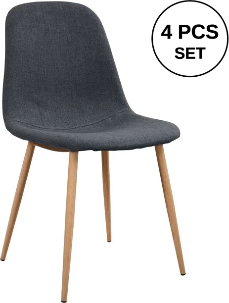 Karrige ngrënieje Leonardo FH00100.10 me këmbë metalike dhe pëlhurë gri 45x54x84 cm, set prej 4 copë