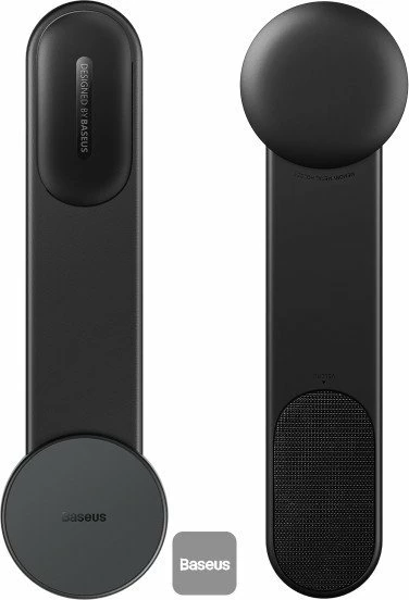 Mbajtës telefoni magnetik Baseus C02, për kroskot, 360° rrotullim, i zi, set me 2x shirit 3M