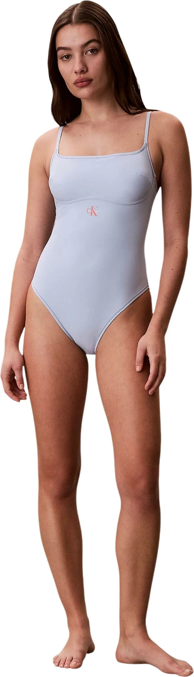 Bikine njëpjesëshe për femra Calvin Klein Jeans LV00Q61217, kaltër e çelët [Madhësia: L]