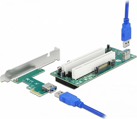 Kartë riser PCIe DeLOCK x1 në 2x PCI 32-bit, kabllo 60 cm