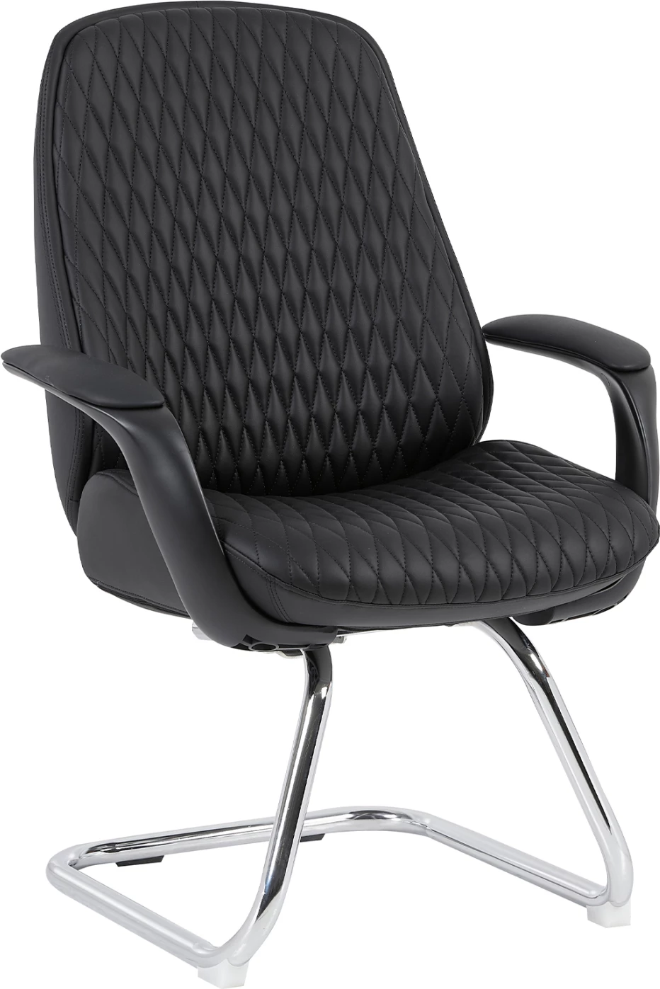 Karrige për vizitorë VELUM-s, FH1235.01, lëkurë sintetike PU e zezë, bazë e kromuar, 71x60x100 cm