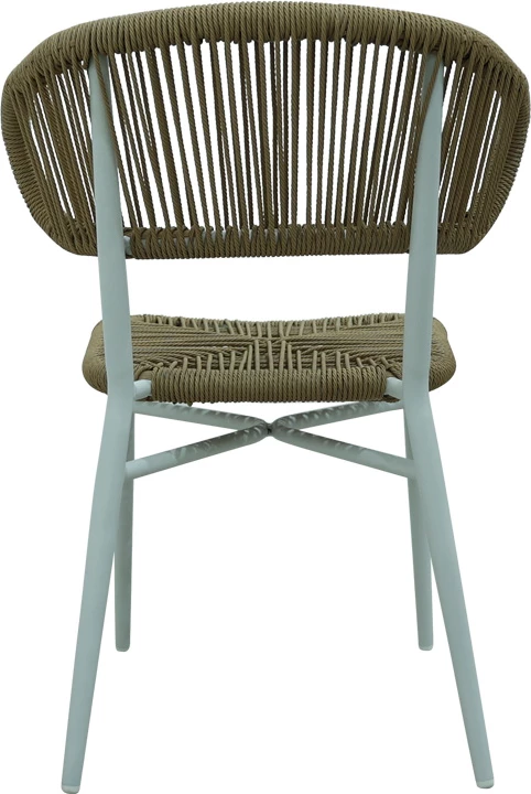 Karrige alumini-pe rattan Agus e grumbullueshme, ngjyrë e bardhë, 55x63x77cm