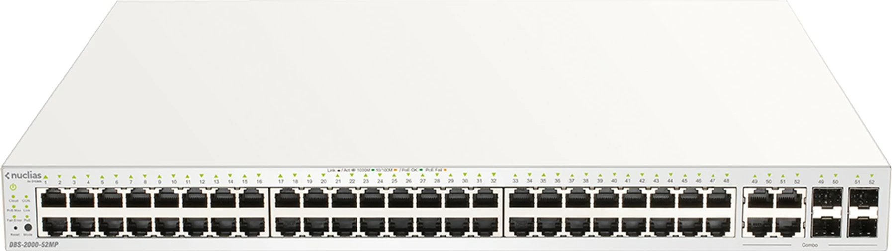 Switch rrjeti D-Link DBS-2000-52MP, 52 porta, PoE+, Gigabit, rackmount, i bardhë