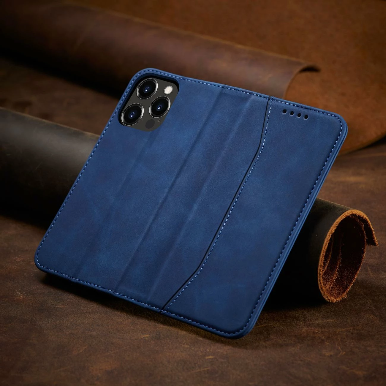 Mbështjellës Hurtel Magnet Fancy Case për iPhone 14 Pro Max, me kapak, portofol dhe qëndrim, Blu