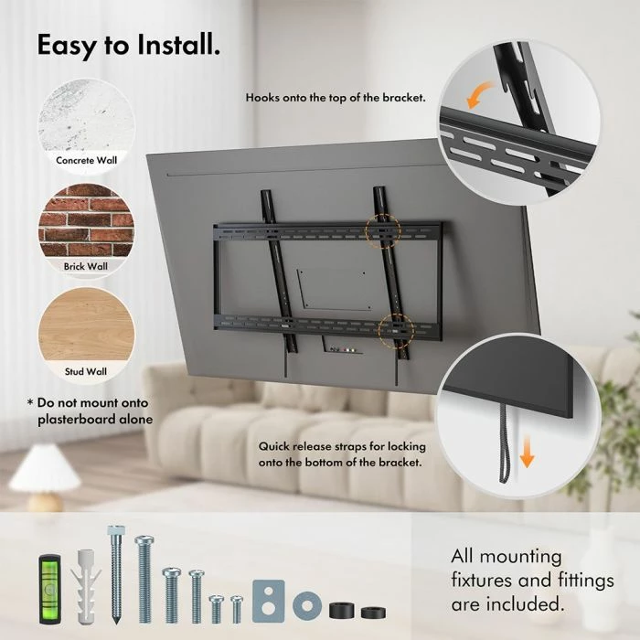 Mbajtëse fikse muri për TV VonHaus 3005092, 60-120\", deri 120 kg, VESA 200x200-900x600, e zezë