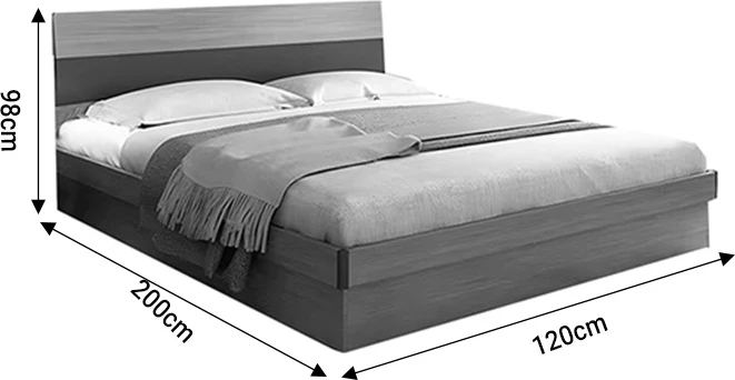 Krevat me hapësirë magazinimi Daizy, ngjyrë arre e hapur-gri, 120x200cm