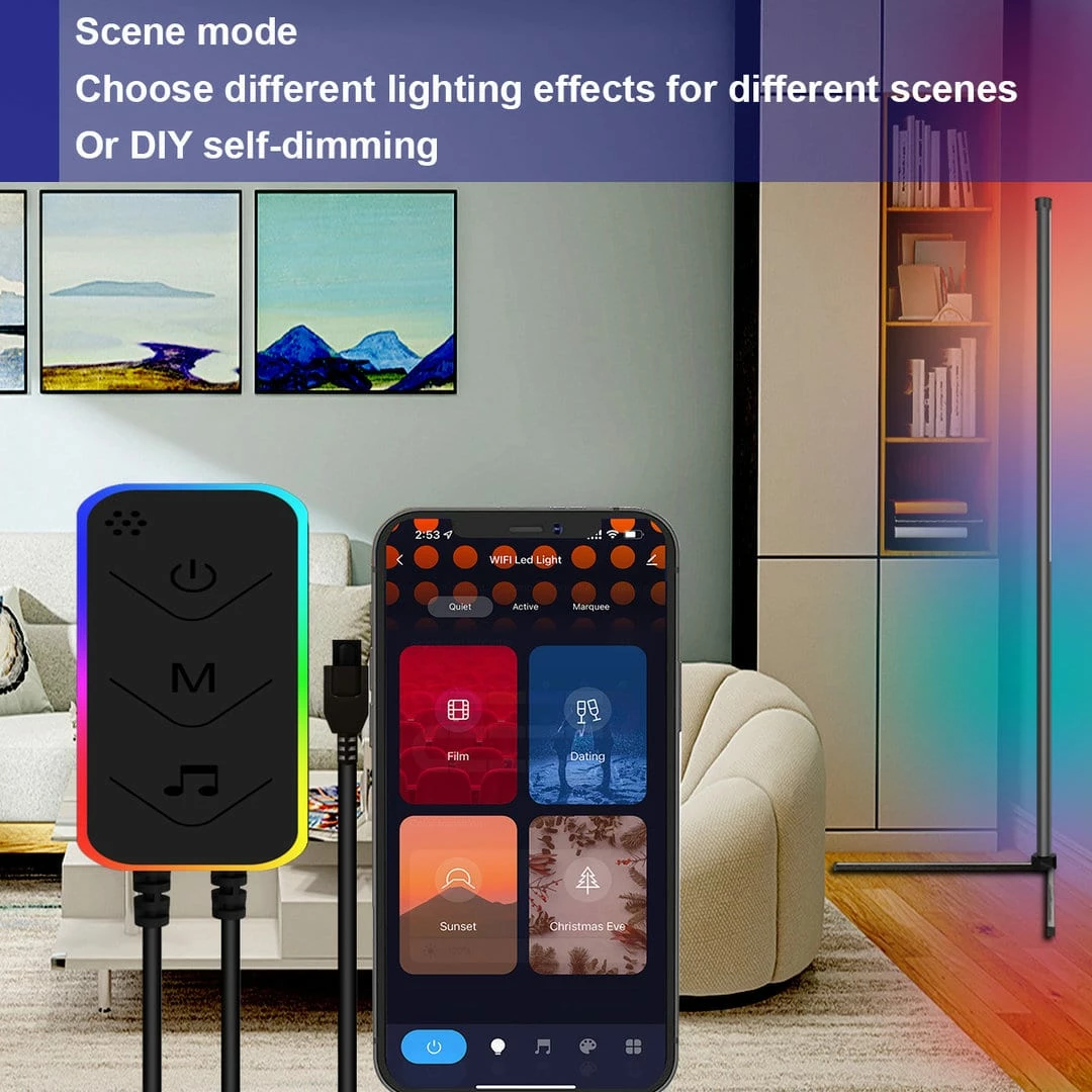 Llambë LED Tech Time SAL-003 Floor Lamp-Single Side Lighting 3 Sections Splicing (WIFI model) L