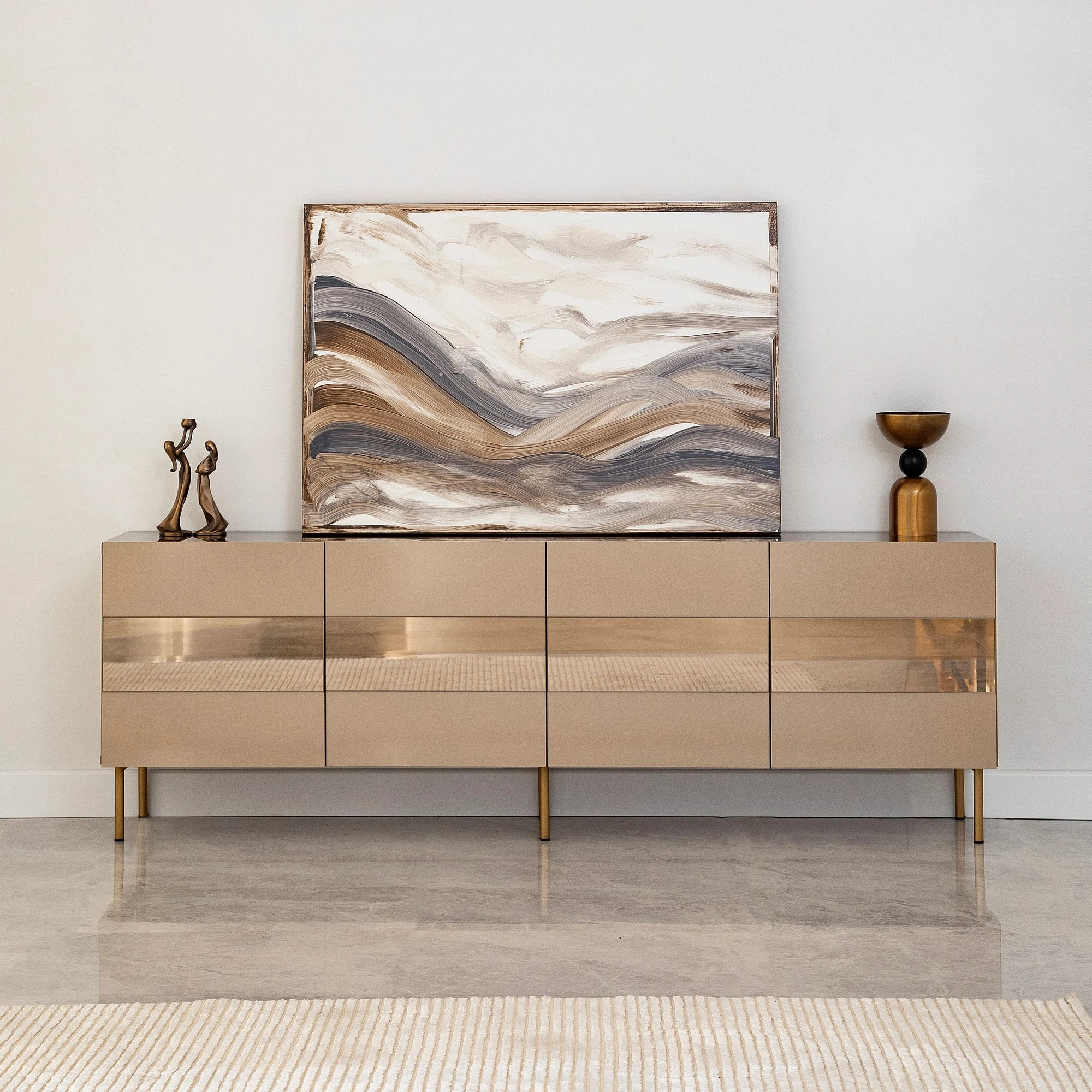 Komodë TV Hanah Home, Leon, bronz dhe ar