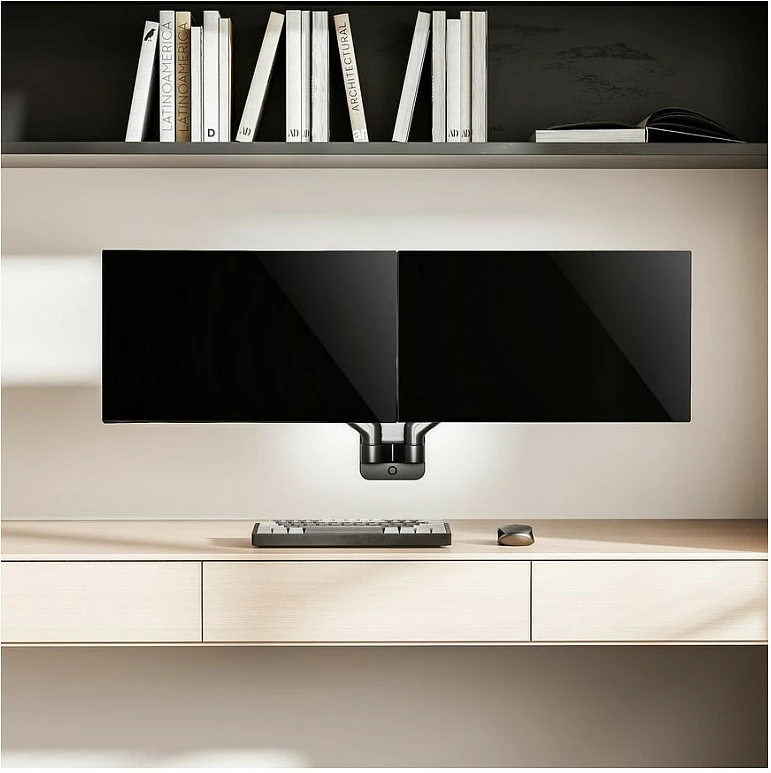 Mbajtëse muri për monitor EQUIP, 2x 17-32", VESA 75x75/100x100, rrotullim 180°, 9 kg për ekran, e zezë