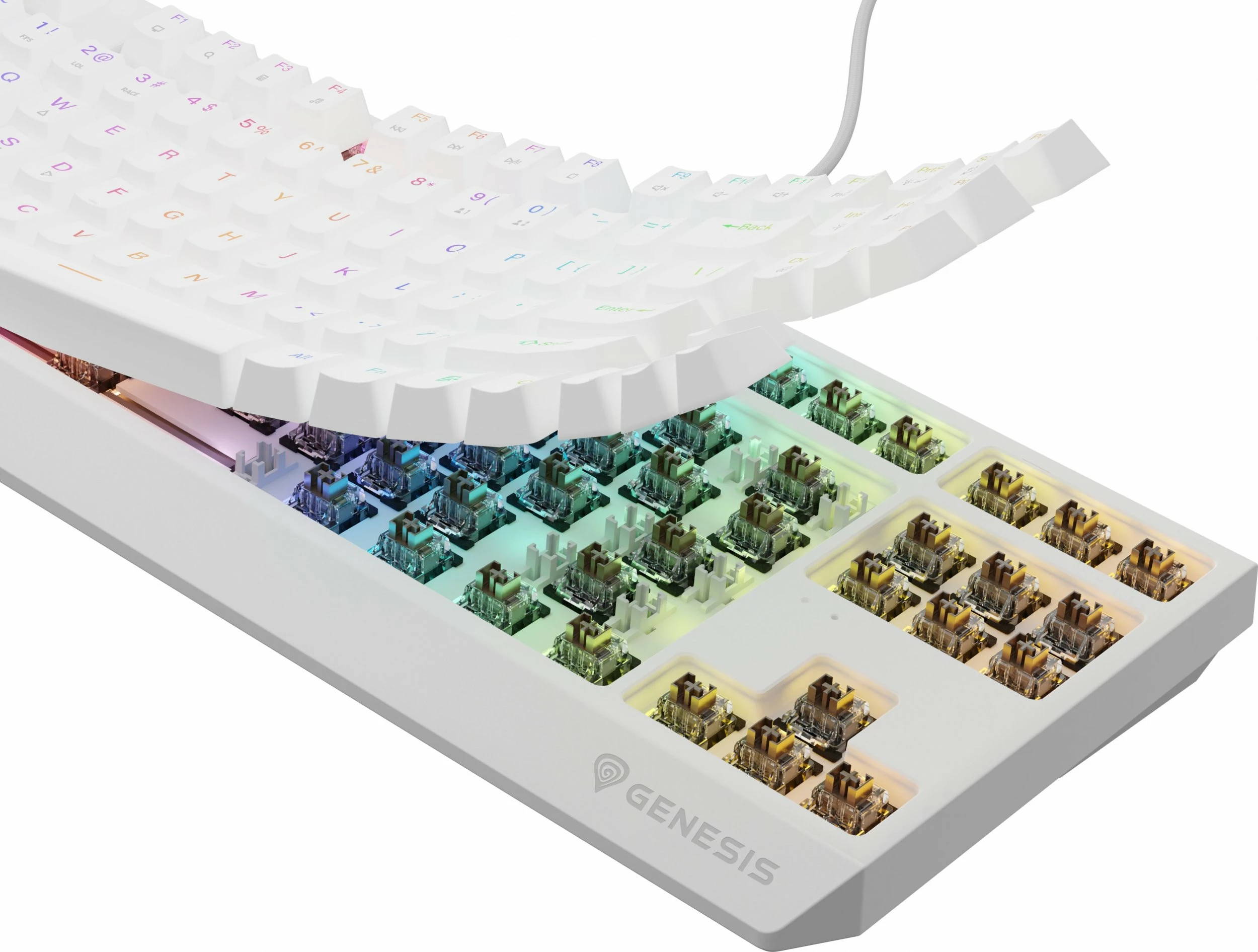 Tastierë gaming Genesis Thor 230 TKL NKG-2080 mekanike Outemu Brown RGB, e bardhë