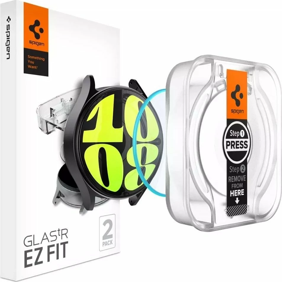 Xham i kalitur mbrojtës Spigen Glas.TR EZ-FIT për Samsung Galaxy Watch 7 44 mm, transparent, paketë 2 copë