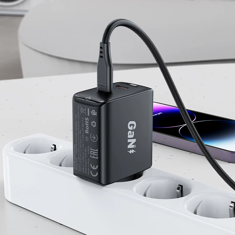 Karikues i shpejtë Acefast A49, 35W, 2x USB-C, i zi