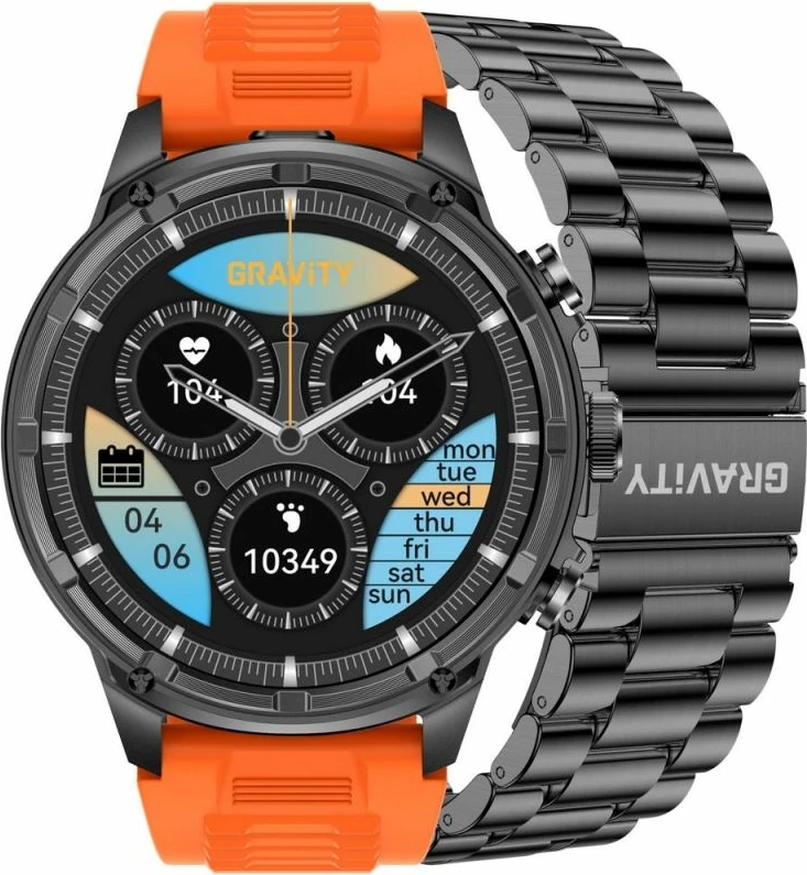 Smartwatch për meshkuj Gravity GT41-4, rrip i zi + byzylyk