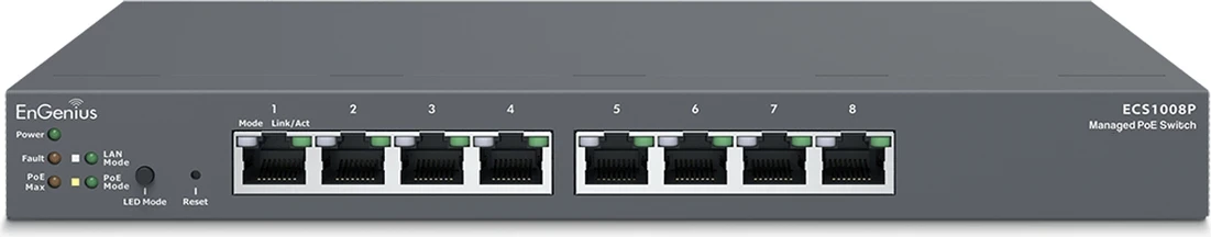 Switch i Menaxhueshëm EnGenius Cloud ECS1008P, 8 porte Gigabit PoE