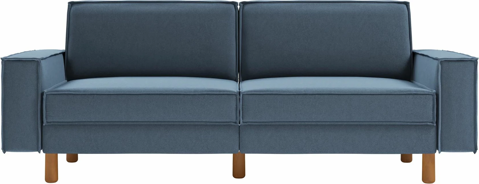 Divan treshe Sparrow, ngjyrë Ocean Blue, këmbë druri Walnut