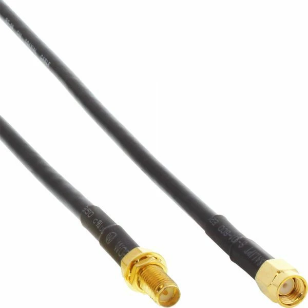 Kabllo WiFi InLine 40860C RP-SMA në RP-SMA 20 m RG58 50 Ohm, e zezë