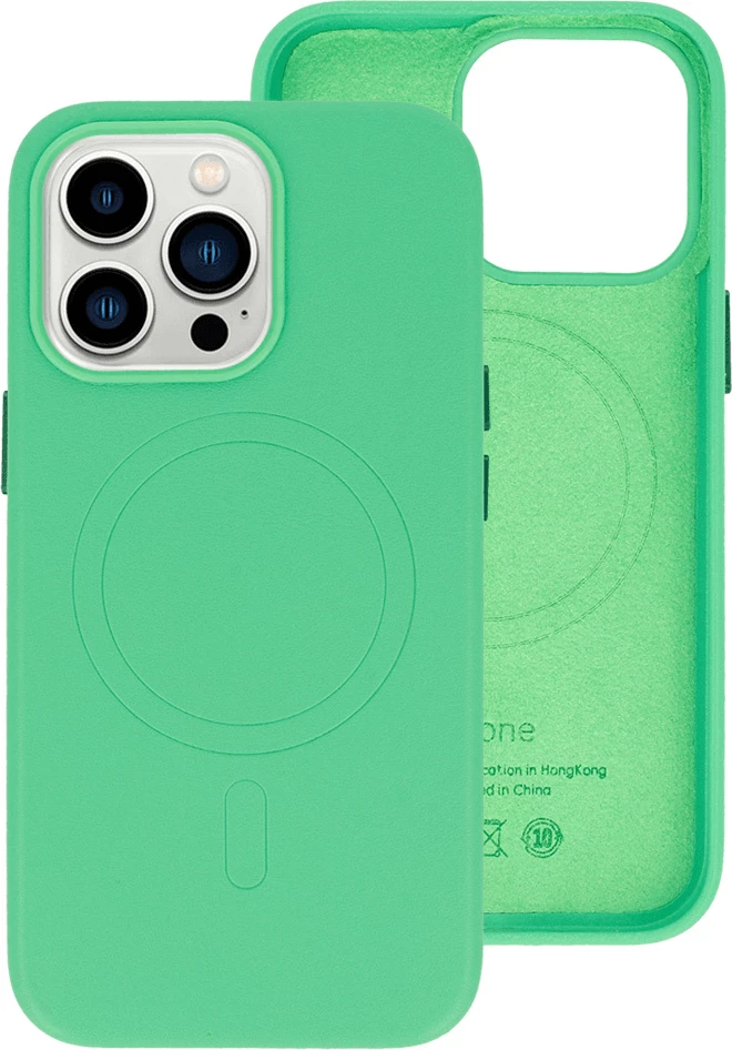 Mbështjellës ONASI Leather Silicone MagSafe për iPhone 14, mint
