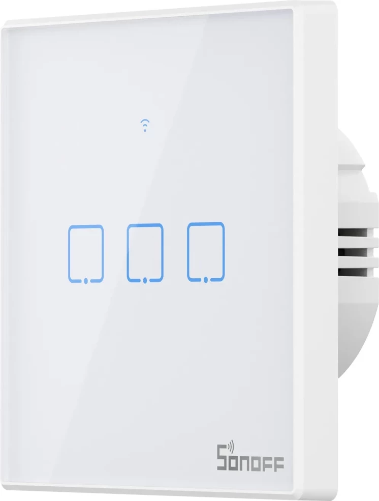 Switch i mençur Sonoff T2EU2C-TX, 2 kanale, WiFi + RF 433MHz, i bardhë