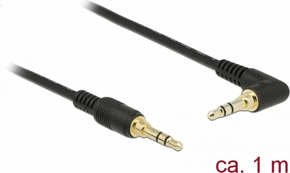 Kabllo audio DeLOCK 85566, AUX 3.5mm jack mashkull-mashkull, 1 m, e zezë