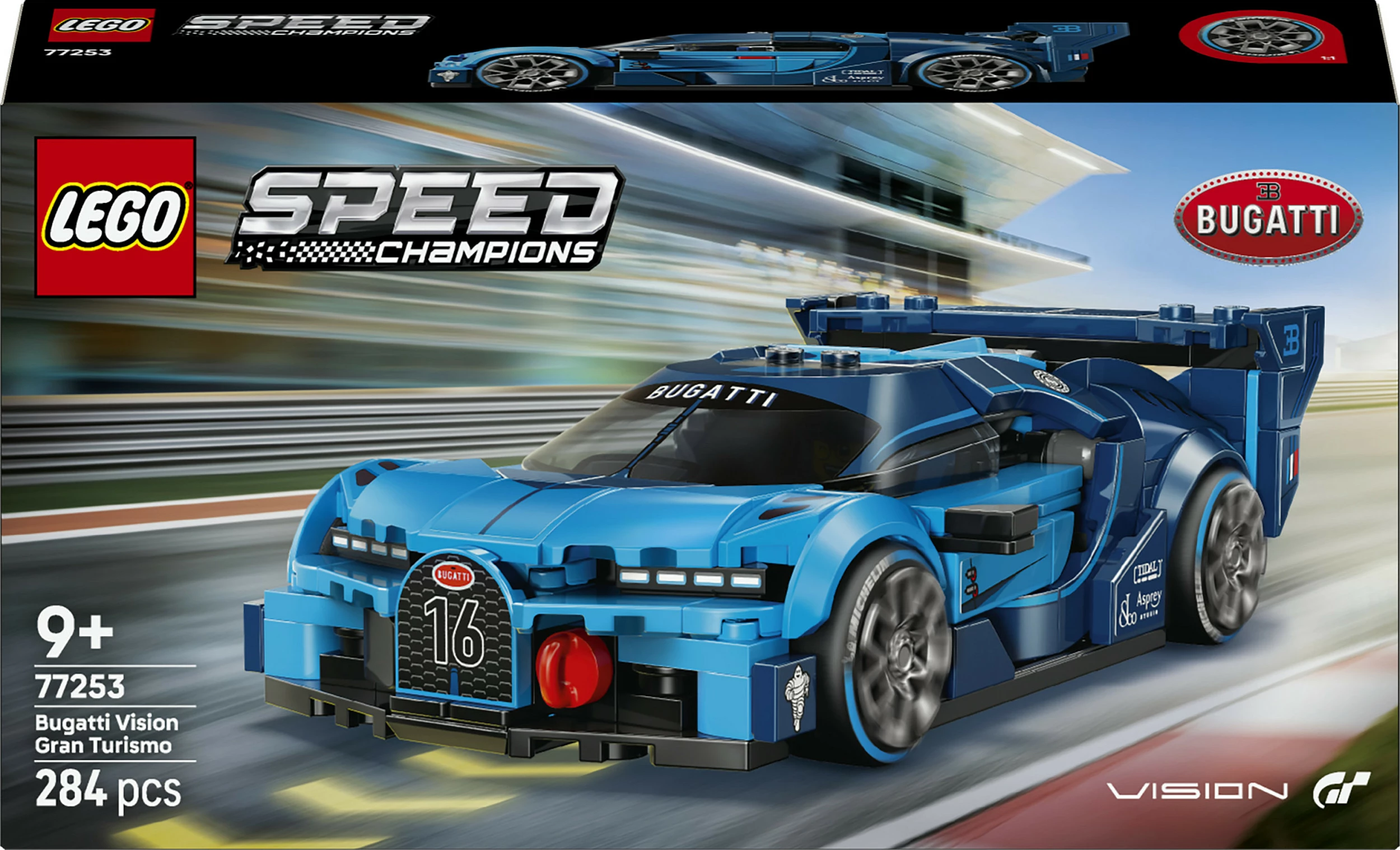 Set ndërtimi LEGO Speed Champions Bugatti Vision Gran Turismo 77253, 284 copë, 9+, kaltër