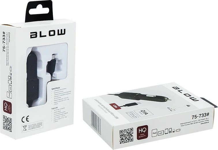Karikues veture Blow 75-733#, 2.1A, Micro USB, 10W, me kabllo 1 m, zi