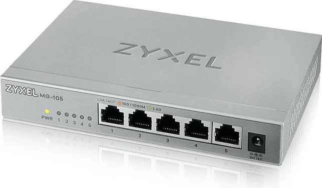 Switch Zyxel XMG-105, 5x 2.5G Ethernet, unmanaged, gri