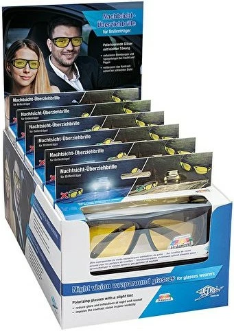 Syze nate WEDO, model oval, xhama të verdhë polarizuese, kornizë e zezë