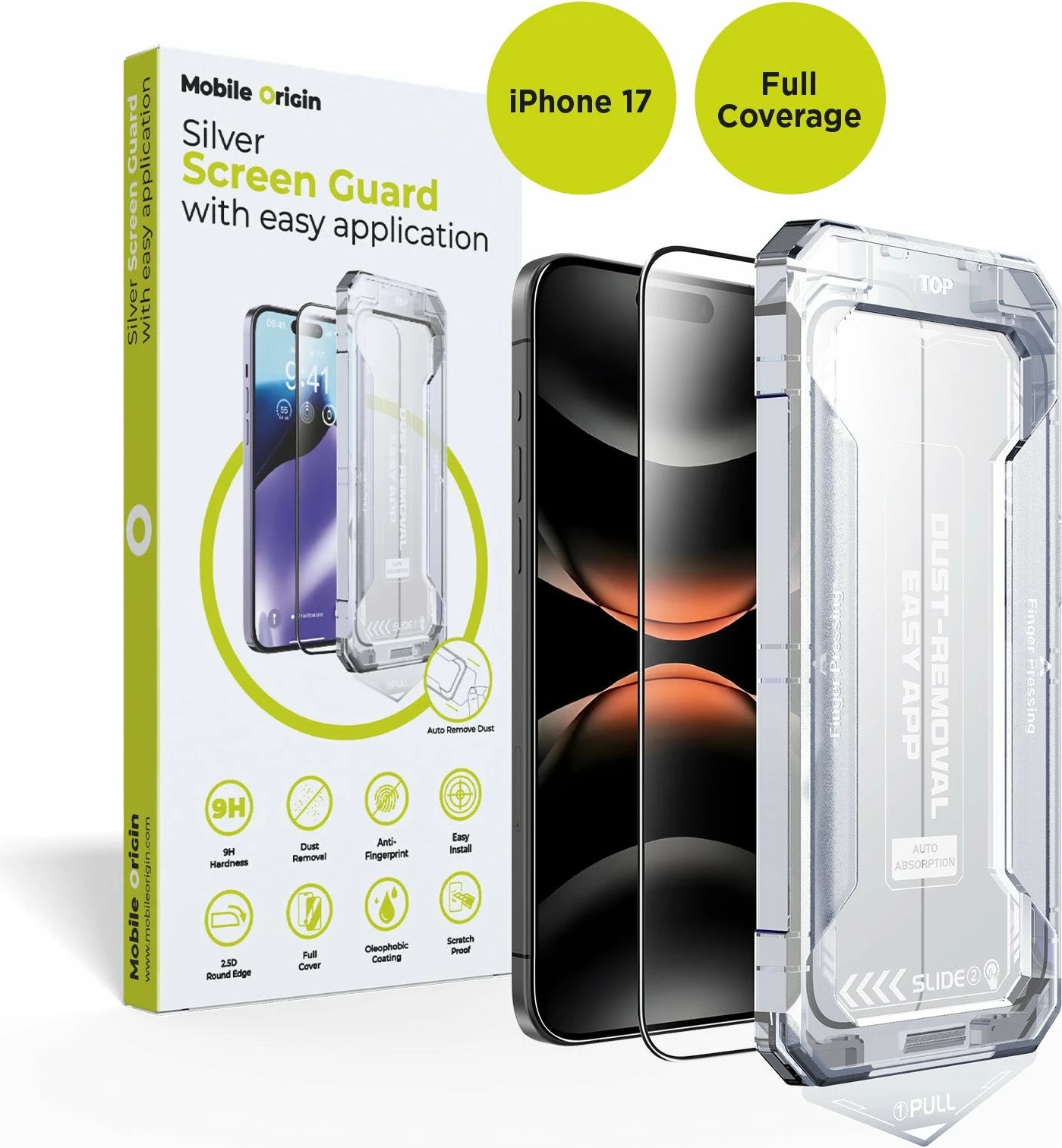 Foli mbrojtëse ekrani Mobile Origin SGZ-i17, full coverage, aplikim i lehtë, për iPhone 17