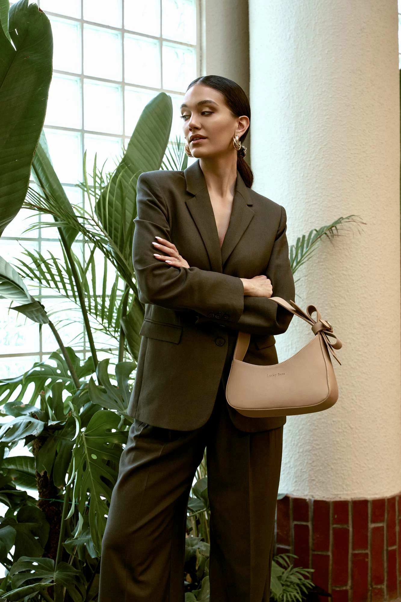 Çantë shpatulle Lucky Bees, Monroe, ngjyrë camel