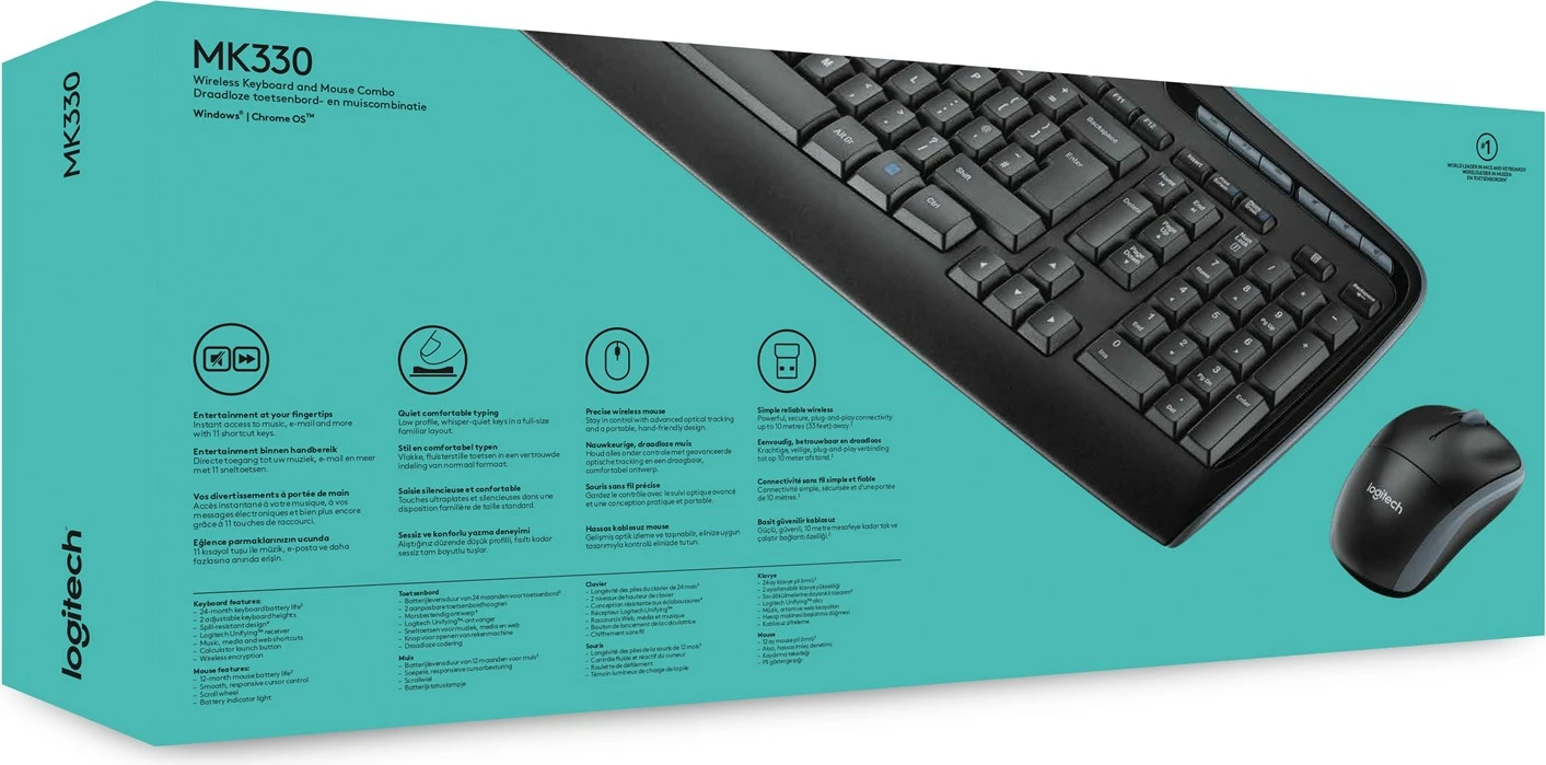Set tastierë & maus Logitech MK330, wireless, i zi