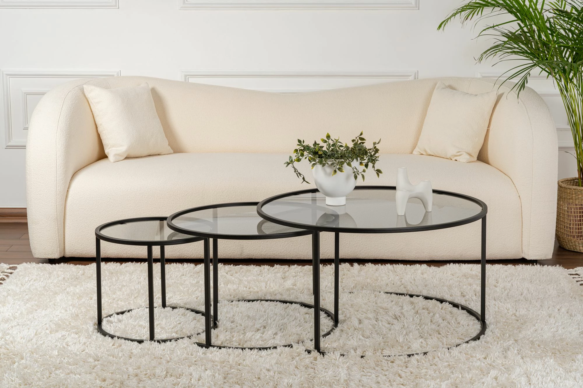 Set tavolinash kafeje Nordure, Aurum - 80, 60, 42 - e zezë, gri